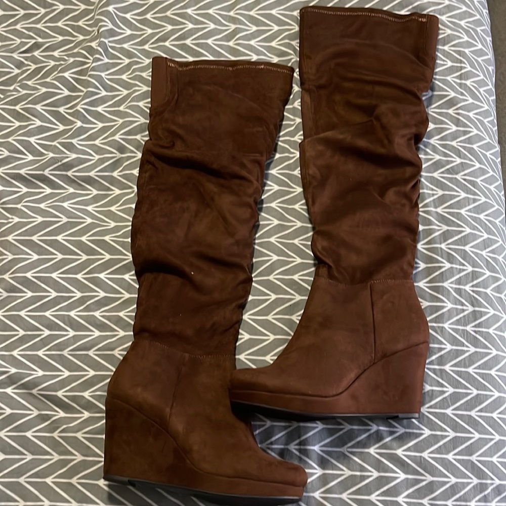 Chinese laundry wedge over the knee boot